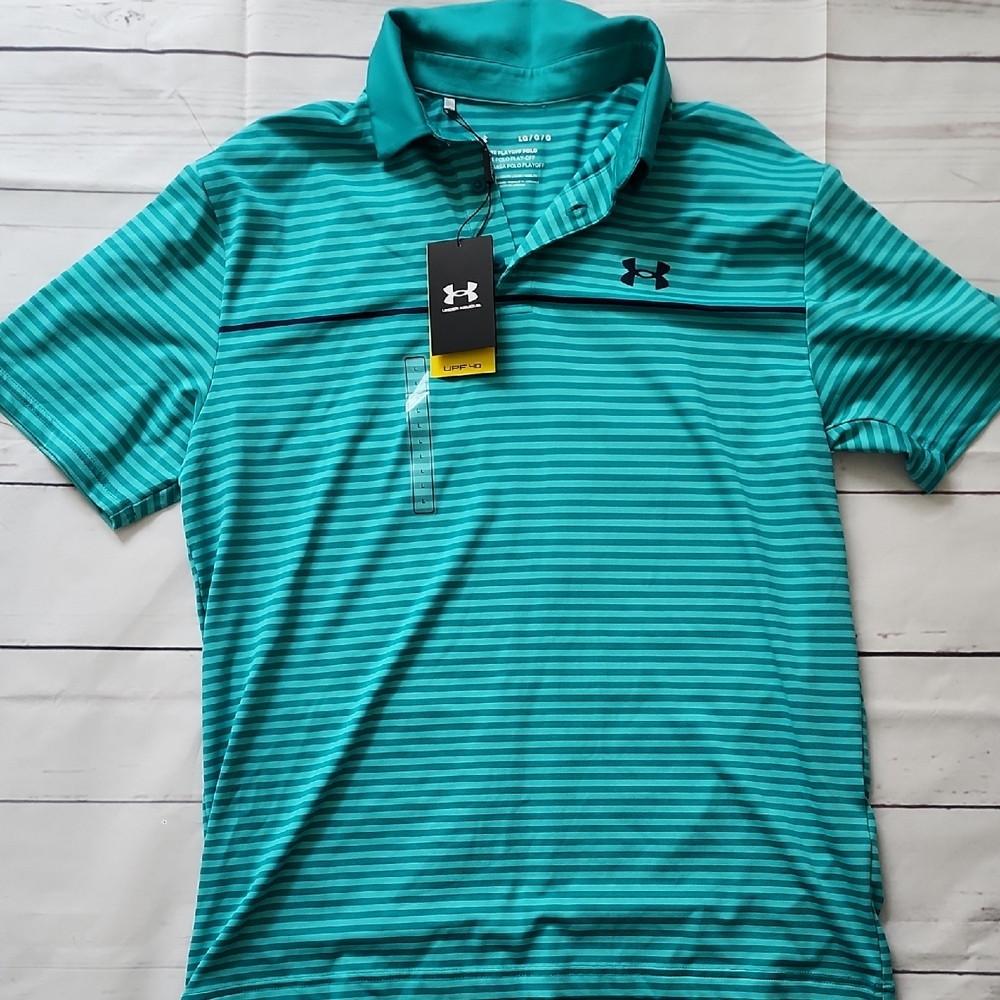 Under Armour Green Polo Shirt Sporty Knit Design
